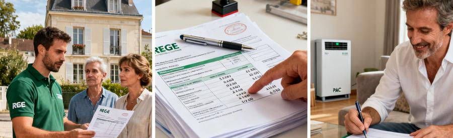 Aides Financement Pac Vitry Sur Seine Artisan Rge Artisan RGE présentant les aides financières pompe à chaleur à des propriétaires à Vitry-sur-Seine
