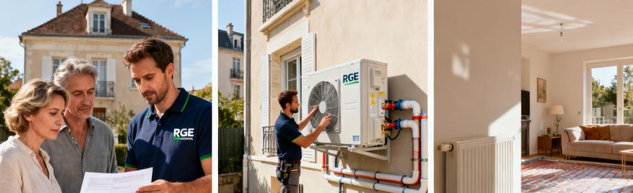 Aides financières MaPrimeRénov pour installation pompe à chaleur air eau à Cergy, propriétaires et artisan RGE