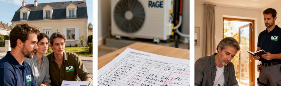 Aides Financieres Pac Boulogne Billancourt Maprimerenv Artisan RGE présentant les aides MaPrimeRénov' pour pompe à chaleur à des propriétaires à Boulogne-Billancourt