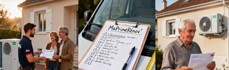Propriétaires de Drancy découvrant les aides MaPrimeRénov' pour financer leur pompe à chaleur air/eau