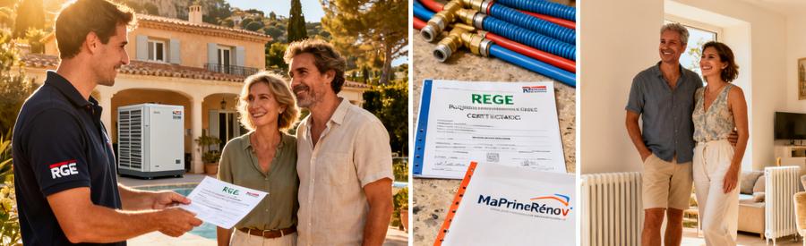 Artisan RGE présentant les aides MaPrimeRénov' 2026 pour installation pompe à chaleur à Roquebrune-Cap-Martin