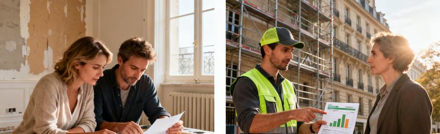 Aides Isolation Interieure Paris 10e Maprimrenov Dpe Propriétaires et artisan RGE étudiant les aides financières pour isolation intérieure Paris 10e avec rapport DPE