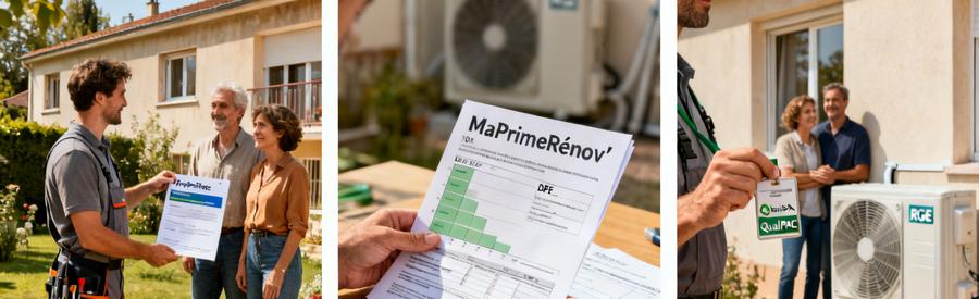 Artisan RGE QualiPAC présentant les aides MaPrimeRénov' pour installation pompe à chaleur à Rueil-Malmaison
