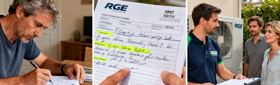 Vérification des mentions obligatoires sur un devis pompe à chaleur : SIRET et qualification RGE avant signature
