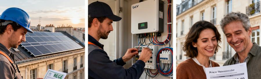 Artisan RGE QualiPV certifié installant panneaux solaires Paris 17e pour accéder aux aides État