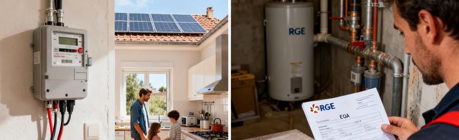 Devis panneaux solaires : Autoconsommation solaire en maison française et raccordement compteur pour revente surplus à EDF OA