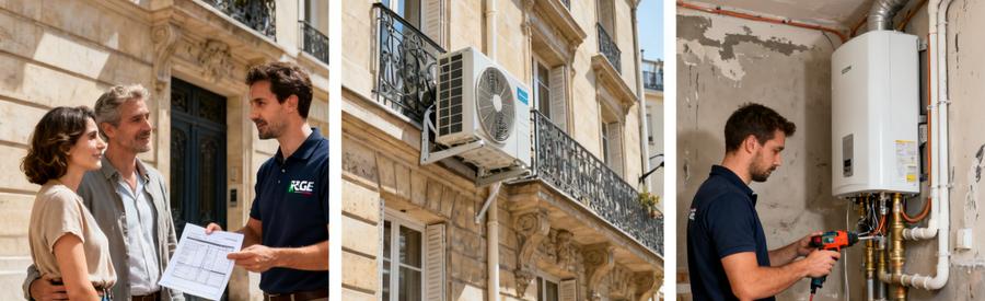Estimation et installation pompe à chaleur Paris 14e par artisan RGE, contraintes et tarifs en immeuble parisien