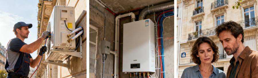 Fourchettes de coût pompe à chaleur Paris 16e selon technologie, puissance et contraintes immeuble haussmannien