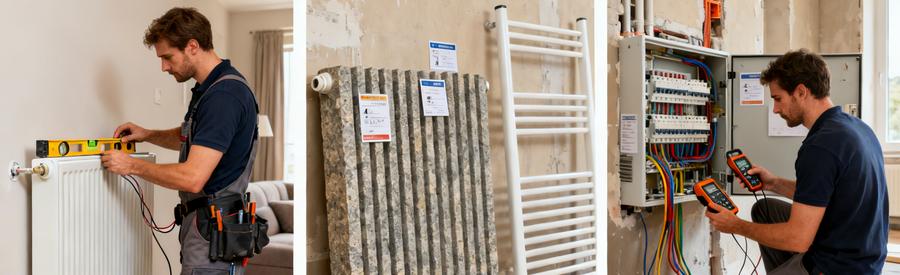 Devis radiateurs : Comparatif pose radiateur inertie, panneau rayonnant et raccordement électrique par artisan RGE en France