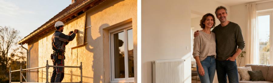 Travaux isolation façade éligibles CEE et propriétaires bénéficiant du confort après rénovation énergétique