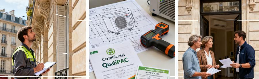Sélection artisan RGE certifié QualiPAC pour installation pompe à chaleur immeuble haussmannien Paris 6e