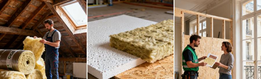 Comparatif Materiaux Isolants Isolation Interieure Ile De France Comparatif matériaux isolants ITI : laine de verre, laine de roche et panneau fibre de bois pour isolation intérieure en Île-de-France