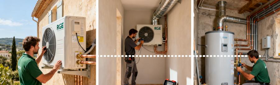 Comparatif trois types de pompe à chaleur installés par artisan RGE à Mandelieu-la-Napoule