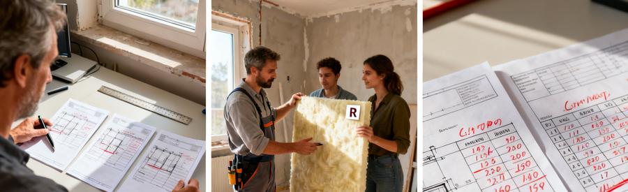 Devis isolation intérieure : Propriétaire comparant plusieurs estimations isolation intérieure avec artisan RGE pour choisir la meilleure offre