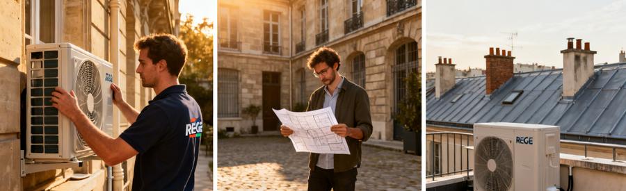 Installation pompe à chaleur dans le Marais : contraintes PLU, validation ABF et intégration façade haussmannienne Paris 3e