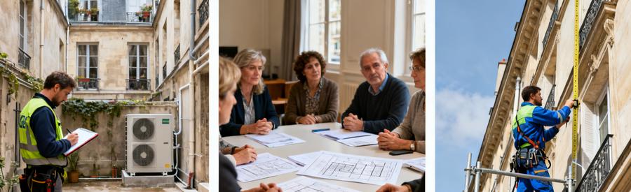 Contraintes techniques et réglementaires installation pompe à chaleur en copropriété Paris 2e arrondissement