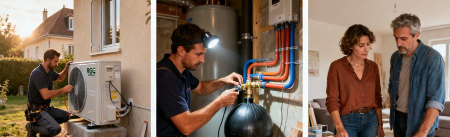 Trois étapes du budget pompe à chaleur à Choisy-le-Roi : installation, raccordement et estimation des coûts avec artisan RGE