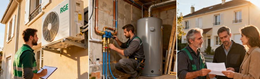Coût installation pompe à chaleur Versailles : unité extérieure, raccordement technique et échange propriétaire-artisan RGE