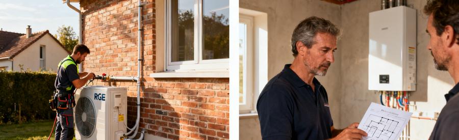 Installation pompe à chaleur à Bezons : pose unité extérieure et consultation du projet avec l'artisan RGE