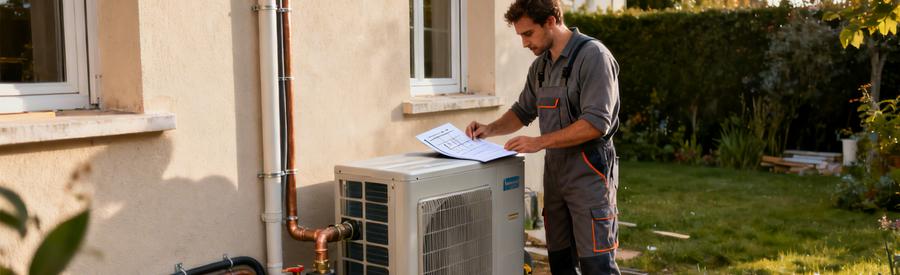 Cout Installation Pompe Chaleur Maisons Alfort Artisan chauffagiste évaluant le budget d'installation d'une pompe à chaleur dans un pavillon à Maisons-Alfort