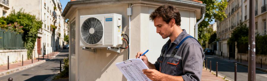 Cout Pompe A Chaleur Pantin Artisan Facade Artisan chauffagiste évaluant l'installation d'une pompe à chaleur sur façade de pavillon à Pantin