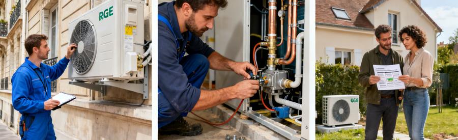 Cout Pompe Chaleur Ile De France Artisan Rge Technicien RGE installant une pompe à chaleur en Île-de-France, raccordement et estimation budget PAC