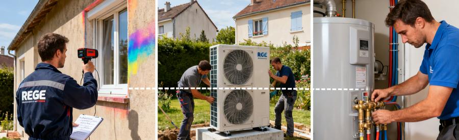 Trois étapes installation pompe à chaleur Saint-Maur-des-Fossés : bilan thermique, pose unité extérieure, raccordement frigorigène