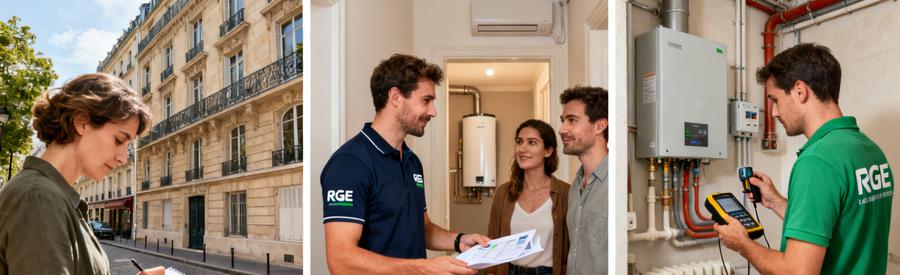 Trois étapes pour obtenir une estimation pompe à chaleur Paris 11e : formulaire, comparaison offres RGE, visite technique