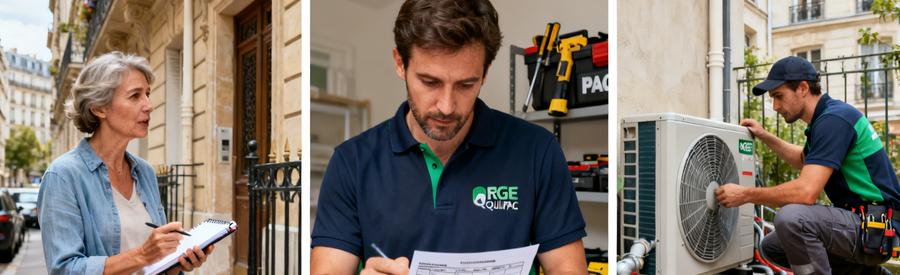 3 étapes pour obtenir des offres pompe à chaleur Paris 13e : description projet, sélection artisans RGE, inspection terrain