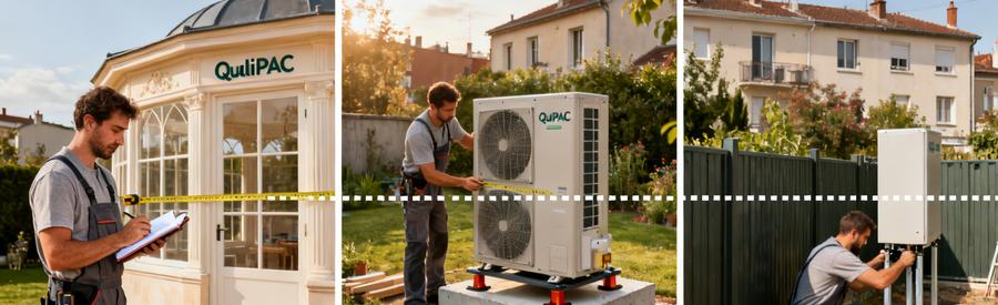 Trois étapes installation pompe à chaleur Conflans-Sainte-Honorine : dimensionnement, pose unité extérieure et respect distances réglementaires