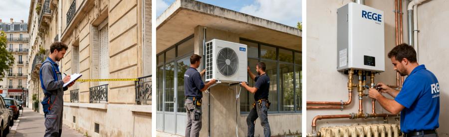 Trois étapes installation pompe à chaleur Aubervilliers : dimensionnement, pose unité extérieure et raccordement hydraulique