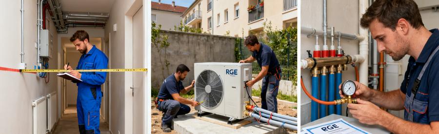 Étapes installation pompe à chaleur air/eau par artisan RGE QualiPAC à Bezons : visite, pose unité, mise en service