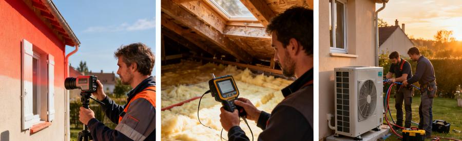 Artisan RGE réalisant bilan thermique et installation pompe à chaleur dans pavillon à Clamart