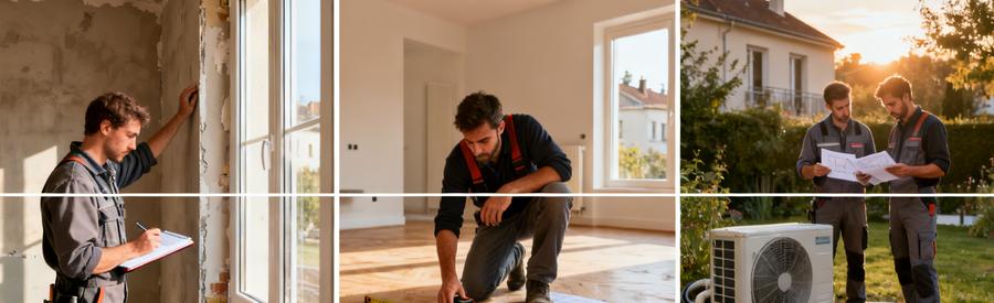 Étapes installation pompe à chaleur Drancy : visite technique, dimensionnement et pose unité extérieure PAC