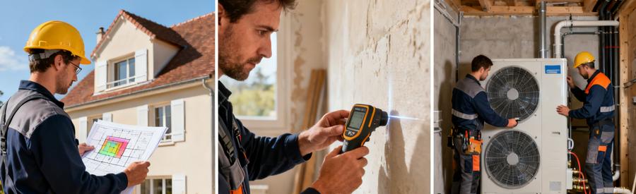 Artisan RGE réalisant bilan thermique et dimensionnement pour installation pompe à chaleur à Montrouge