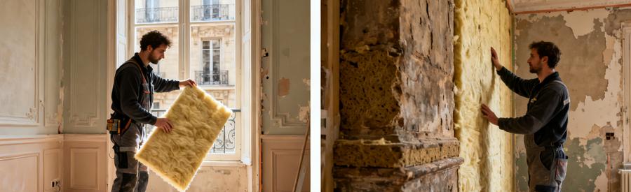 Comparaison laine de verre et laine de roche pour isolation intérieure appartement Paris 1er arrondissement