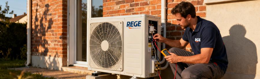 Maintenance Pac Vitry Sur Seine Entretien Regulier Technicien RGE effectuant l'entretien obligatoire d'une pompe à chaleur sur pavillon à Vitry-sur-Seine