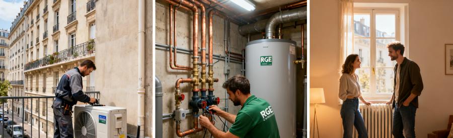 Remplacement chaudière gaz par PAC air/eau en copropriété à Levallois-Perret, installation et confort