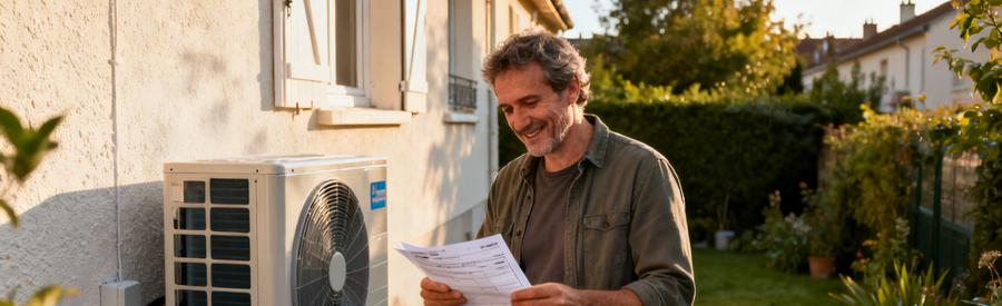 Rentabilite Pompe Chaleur Maisons Alfort Economies Chauffage Propriétaire de pavillon à Maisons-Alfort constatant les économies sur sa facture de chauffage grâce à sa PAC air/eau