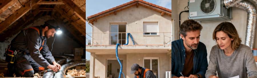 Devis VMC : Comparaison installation VMC selon surface : combles appartement, maison deux niveaux et estimation travaux propriétaires