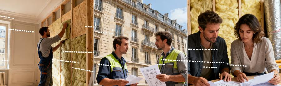Comparaison des coûts d'isolation intérieure dans un appartement parisien du 17e arrondissement avec artisans RGE