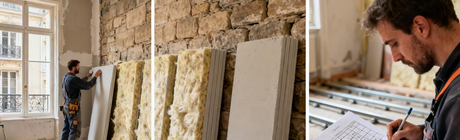 Comparaison matériaux et estimation travaux isolation intérieure dans appartement parisien du 18e arrondissement