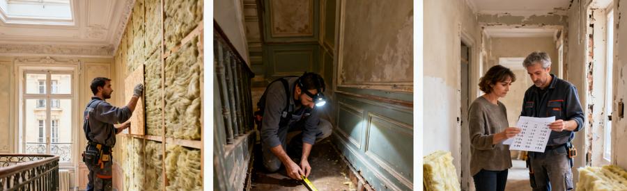 Trois situations illustrant les facteurs influençant le coût d'une isolation intérieure à Paris 2e arrondissement