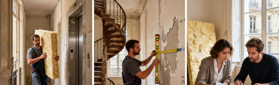 Isolation intérieure Paris 75 : contraintes d'accès immeuble, pose artisan RGE et estimation travaux propriétaires