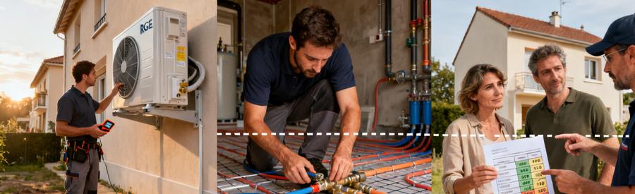 Comparatif installation pompe à chaleur Viry-Châtillon : unité extérieure, raccordement et présentation budget à des propriétaires