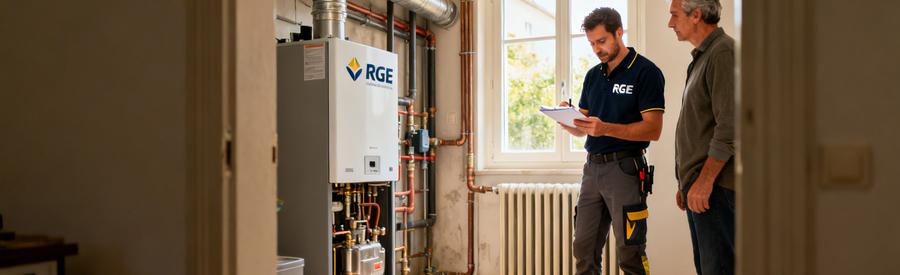 Artisan RGE en visite technique chez un propriétaire à Savigny-sur-Orge pour choisir une pompe à chaleur air/eau